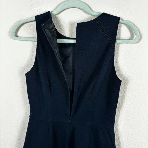 J. Crew Navy Blue Ladder Stitch Sheath Dress Bi-Stretch Cotton fully lined sz 0 - Picture 10 of 11